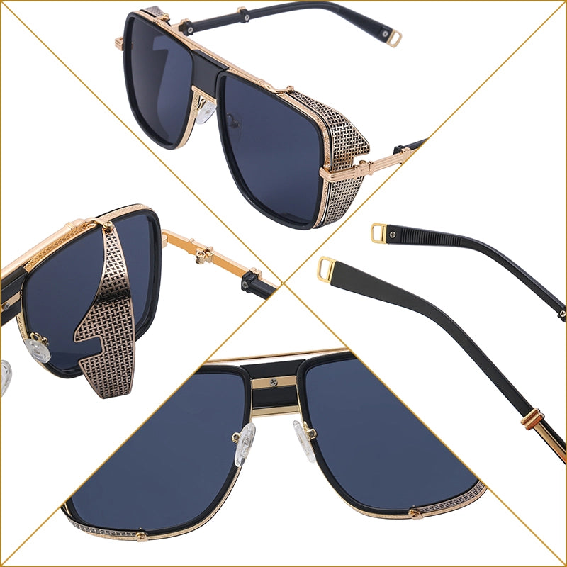 B-boy freezing mid-airflare wearing Casablanca aviators with graffiti-reflective lenses